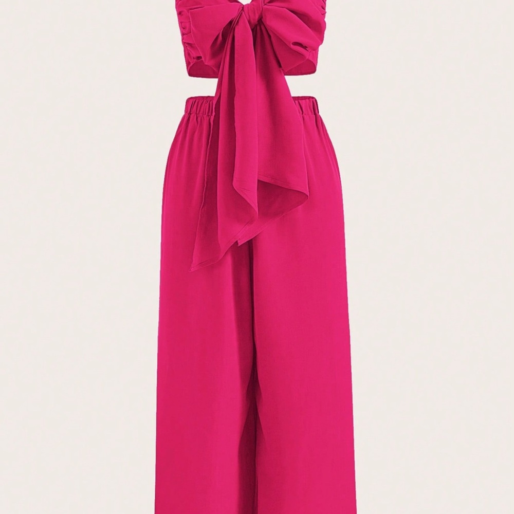Elegant 2 piece Pink top and flare bottoms